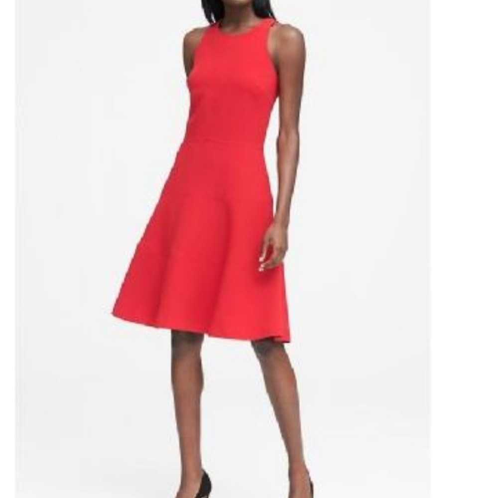 Red fit and flare dress